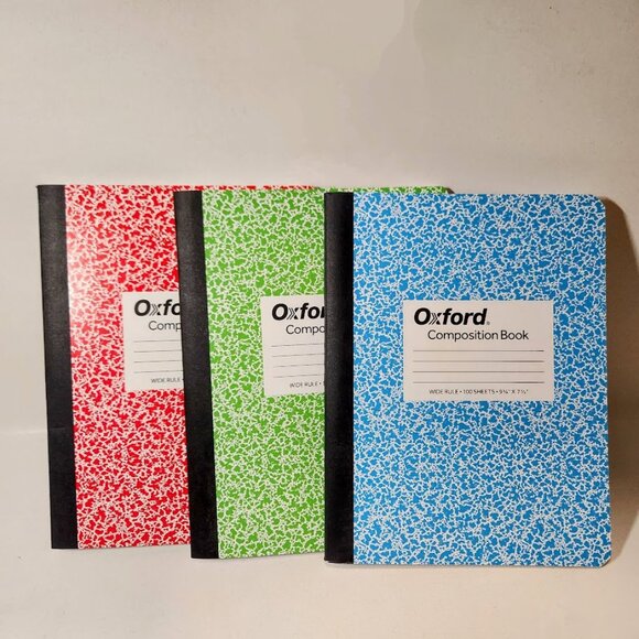 3 Pack Oxford Composition Notebooks 9.75 x 7.5" School Journals Wide Ruled Paper - Picture 1 of 5